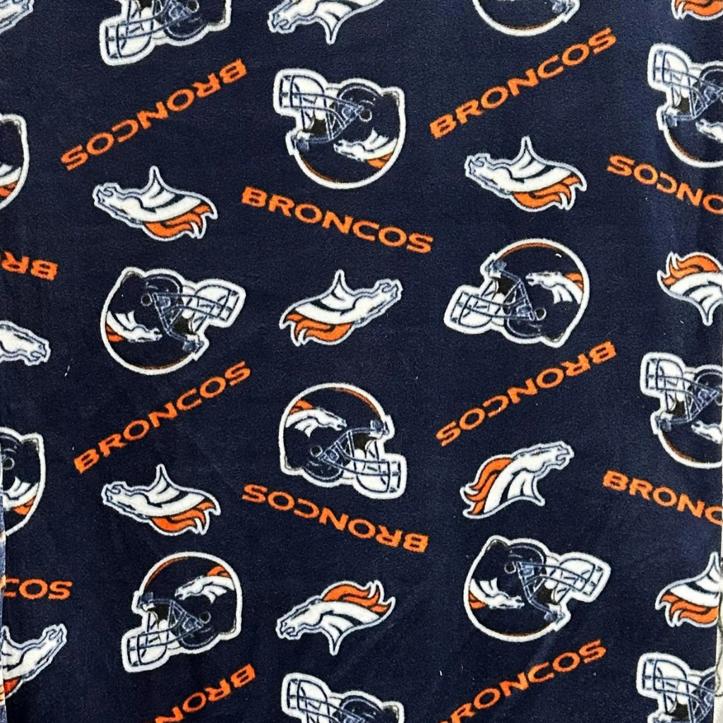 Denver Broncos NFL Fleece Fabric by the Yard, Football Team Anti-Pill Fleece, Orange Navy Broncos Logo Fabric, Sports Blanket Pajama Craft