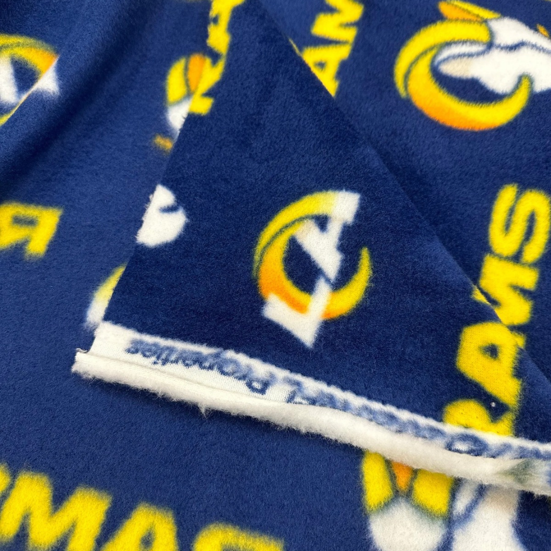 NFL Los Angeles RAMS Fleece Fabric / L.A. Rams / Sold By The Yard / 60" Wide /Anti Pill Fleece/ Perfect for Blanket, Bed Spread