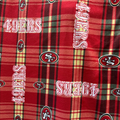 49ers Blanket Fabric, San Francisco Football Fleece, NFL Licensed Style Fabric, Red Plaid 49ers Material, Soft Warm Fabric by Yard