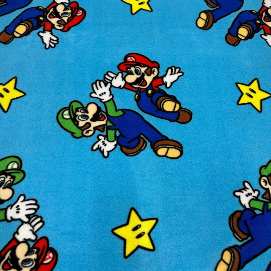 Super Mario Brothers Anti Pill Fleece Fabric-Sold by The Yard- 58" Wide/Anti Pill Fleece/Perfect for Blanket, Bed Spread