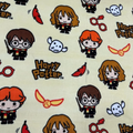 Harry Potter Chibi Characters Fleece Fabric by the Yard – Cute Harry, Ron & Hermione Print on Cream, Kids Blanket and Craft Fabric