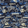Dallas Cowboys Fleece Fabric by the Yard – (Helmet Toss, Star Print, Checkerboard, Allover Script, Plaid) – NFL Football