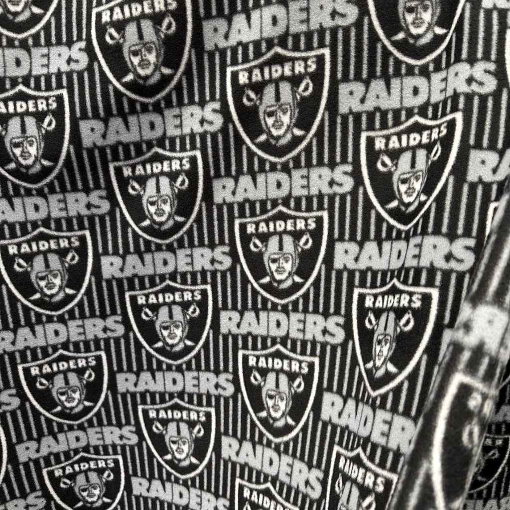 Las Vegas Raiders Fleece Fabric by the Yard, NFL Raiders Fabric, Football Blanket Fabric, Raiders Team Fabric for Blankets Pajamas Crafts