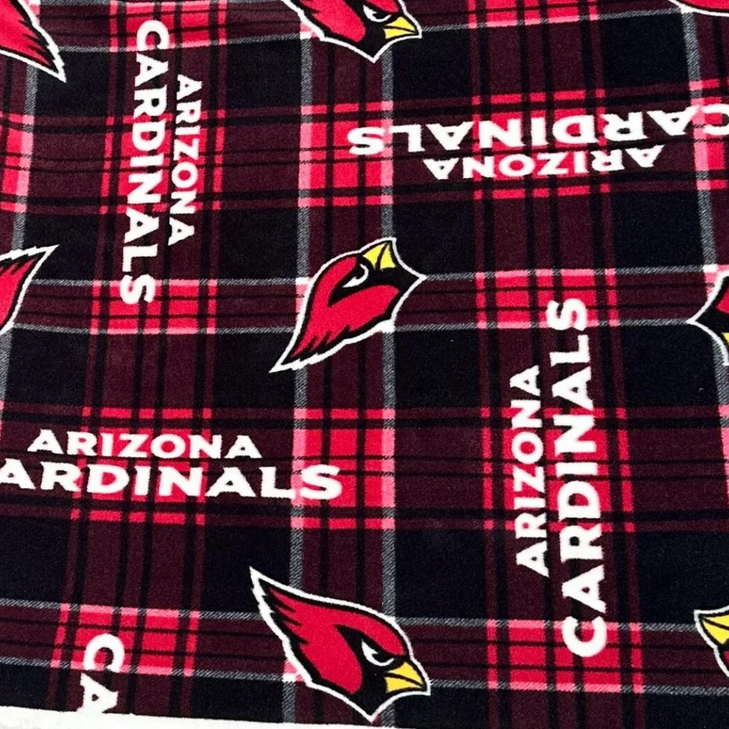 Arizona Cardinals Fleece Fabric Plaid, NFL Licensed Style Red Black Blanket Fabric, Football Team Fabric by the Yard, Anti Pill Fleece