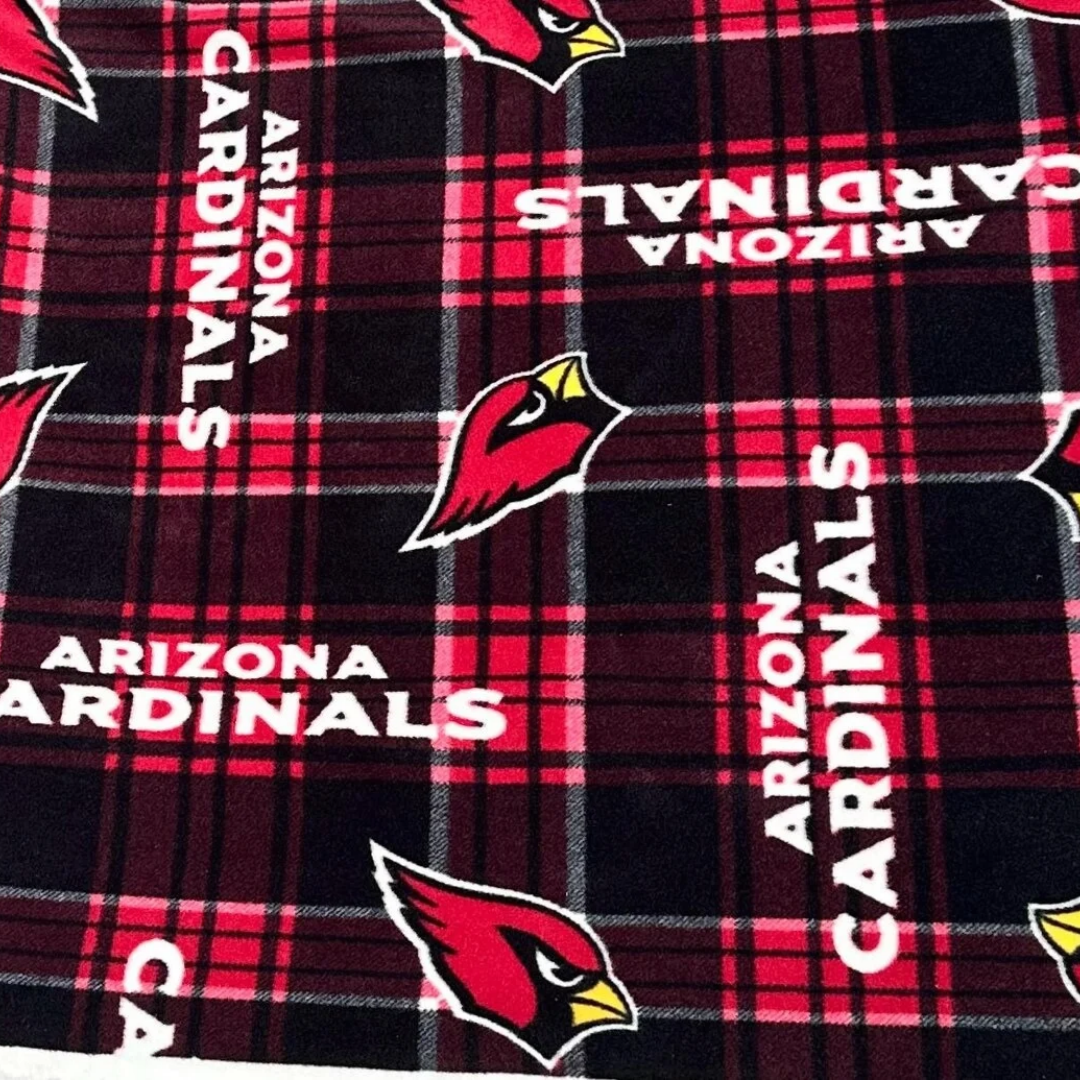 Arizona Cardinals Fleece Fabric Plaid, NFL Licensed Style Red Black Blanket Fabric, Football Team Fabric by the Yard, Anti Pill Fleece