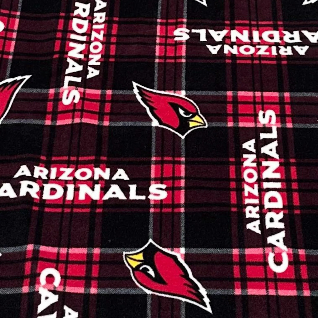 Arizona Cardinals Fleece Fabric Plaid, NFL Licensed Style Red Black Blanket Fabric, Football Team Fabric by the Yard, Anti Pill Fleece