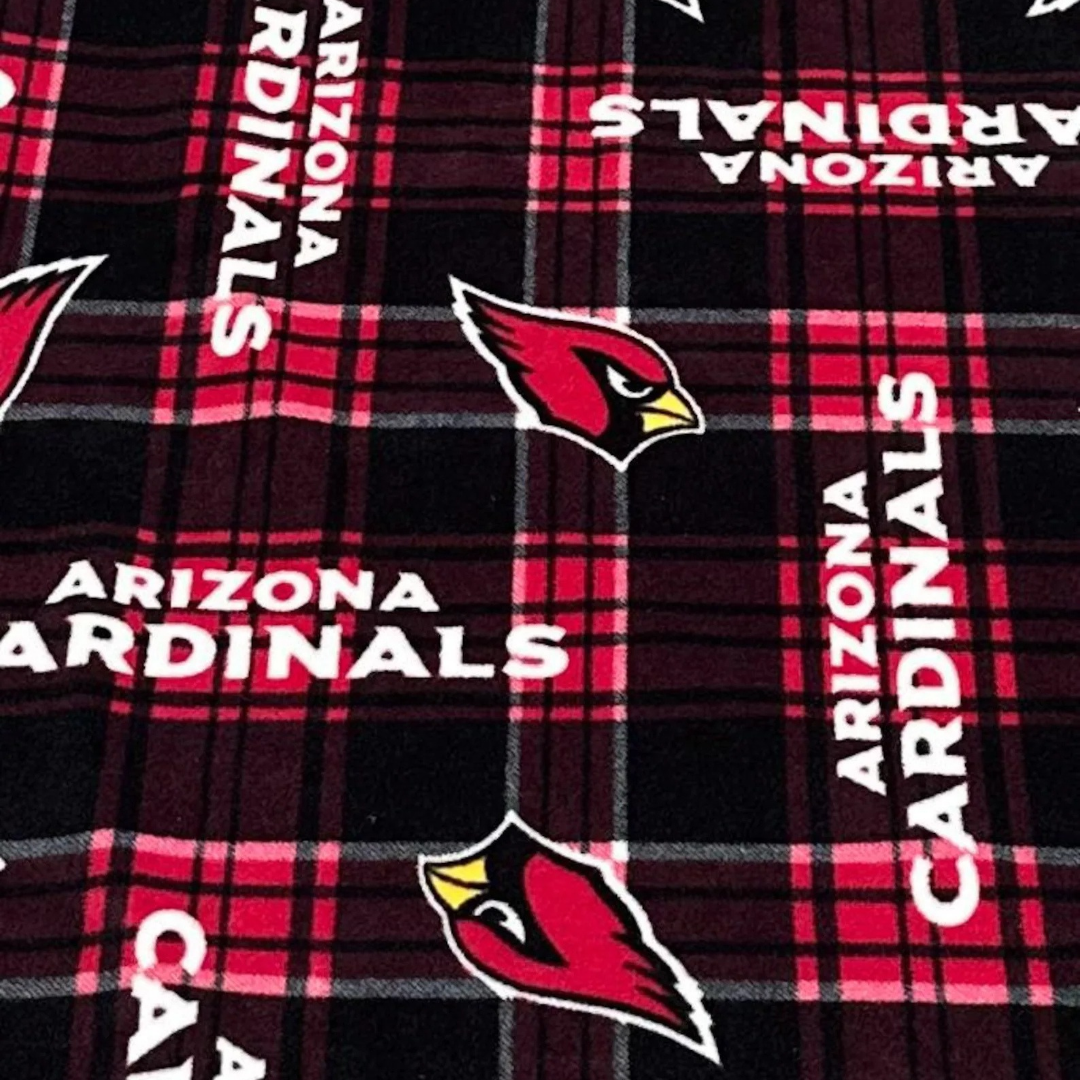 Arizona Cardinals Fleece Fabric Plaid, NFL Licensed Style Red Black Blanket Fabric, Football Team Fabric by the Yard, Anti Pill Fleece
