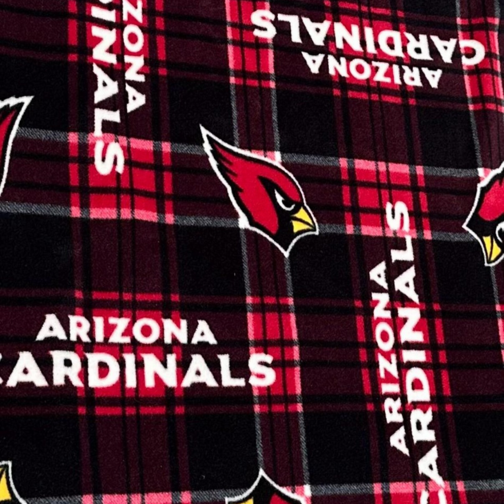 Arizona Cardinals Fleece Fabric Plaid, NFL Licensed Style Red Black Blanket Fabric, Football Team Fabric by the Yard, Anti Pill Fleece
