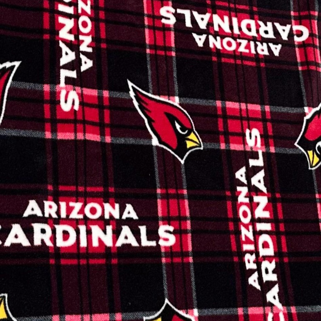 Arizona Cardinals Fleece Fabric Plaid, NFL Licensed Style Red Black Blanket Fabric, Football Team Fabric by the Yard, Anti Pill Fleece