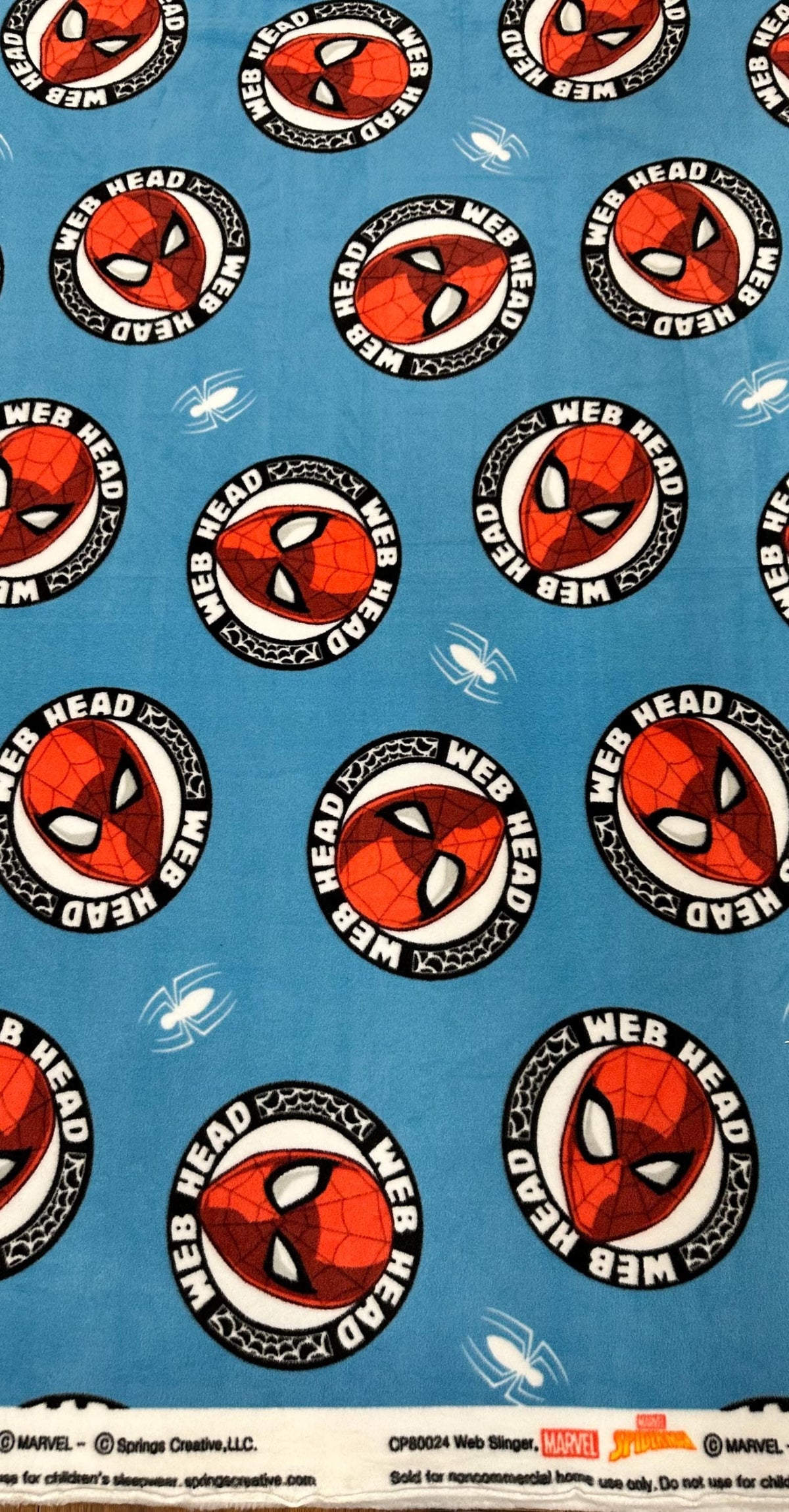 Spider-Man Web Head Fleece Fabric, Anti-Pill Fleece 58” Wide, Superhero Character Fabric, sold by the Yard, Blanket & Sewing Fabric
