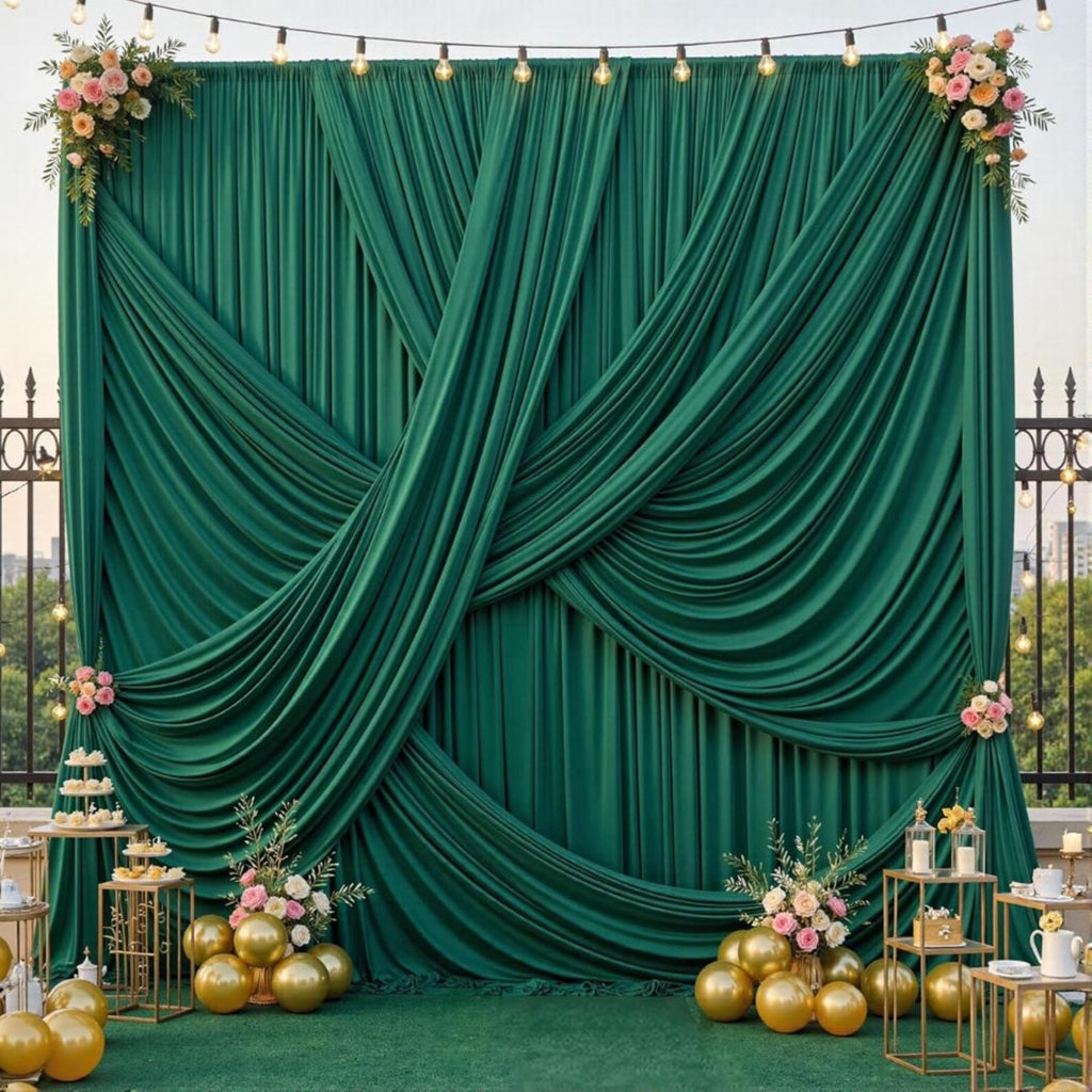 10Ft x 12Ft - FOREST - Wrinkle Free Backdrop Curtains for Parties 2 Panels 5x12ft Interlock Backdrop for Weddings Birthday Party Curtains