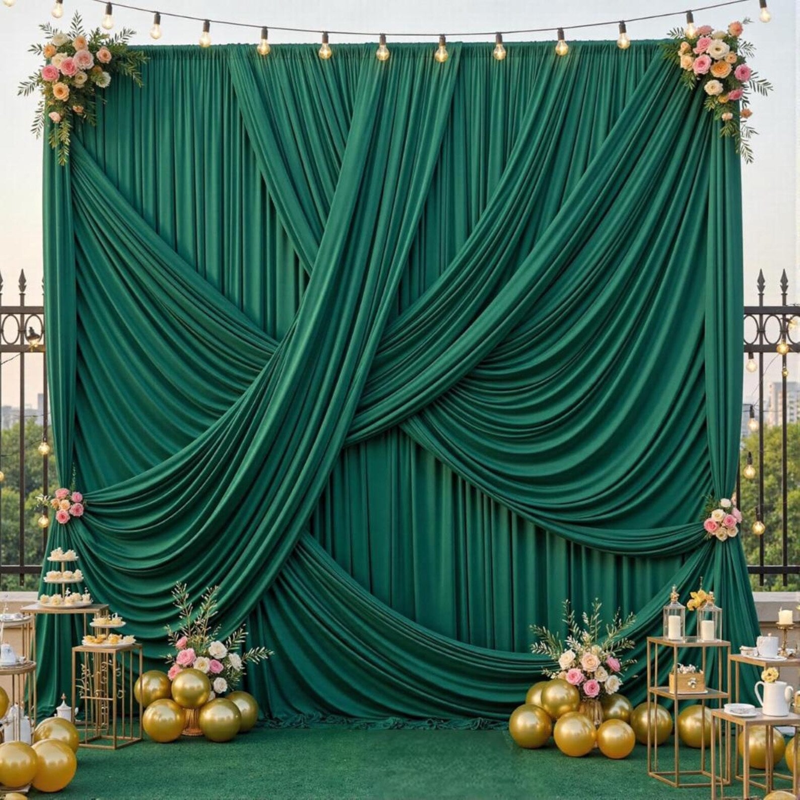 10Ft x 12Ft - FOREST - Wrinkle Free Backdrop Curtains for Parties 2 Panels 5x12ft Interlock Backdrop for Weddings Birthday Party Curtains