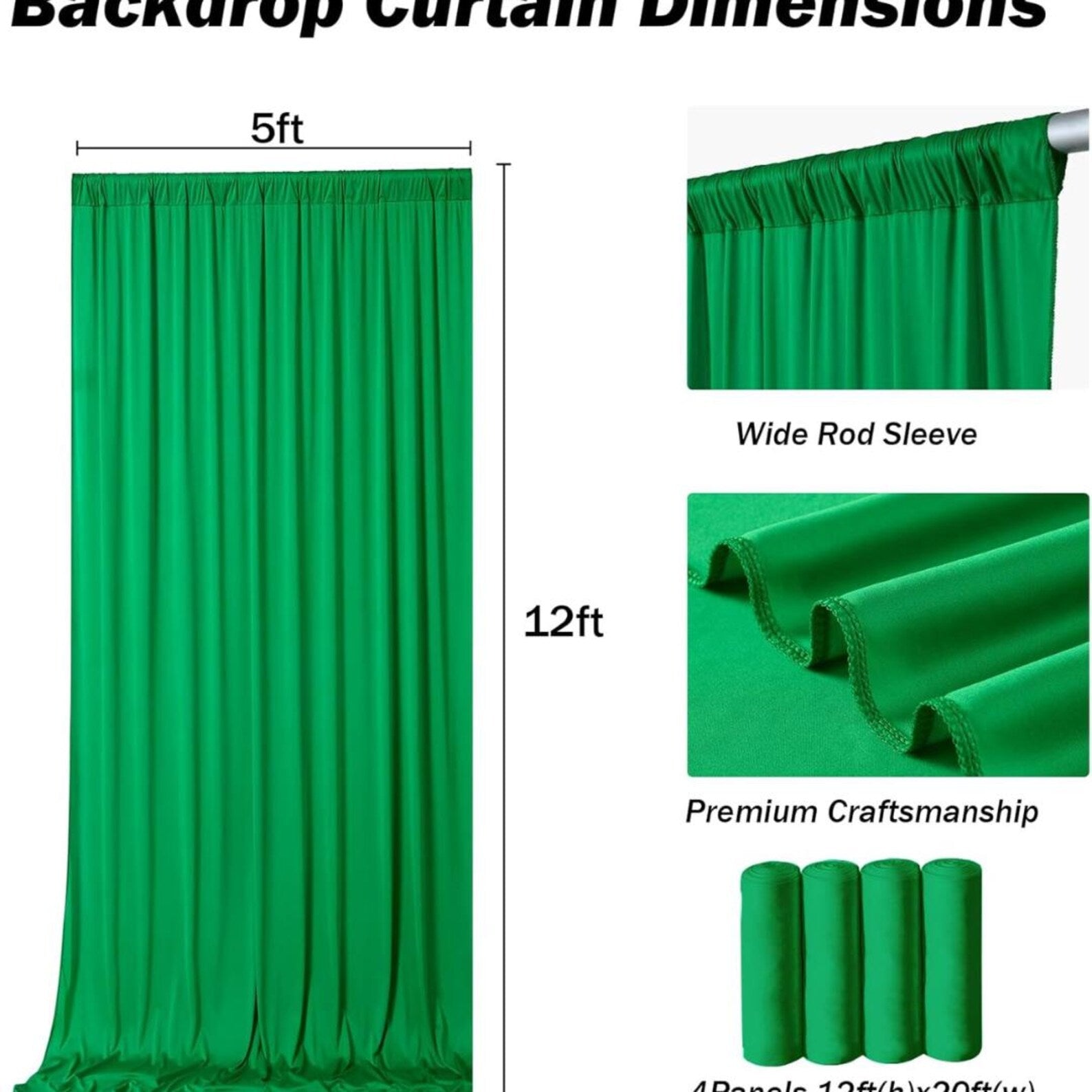 10Ft x 12Ft - KELLY - Wrinkle Free Backdrop Curtains for Parties 2 Panels 5x12ft Interlock Backdrop for Weddings Birthday Party Curtains