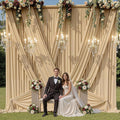 2 Panels -CHAMPAGNE - 5Ft x 16Ft Wrinkle Free Backdrop Curtains for Parties - Silky Interlock Backdrop for Weddings Birthday Party Curtains