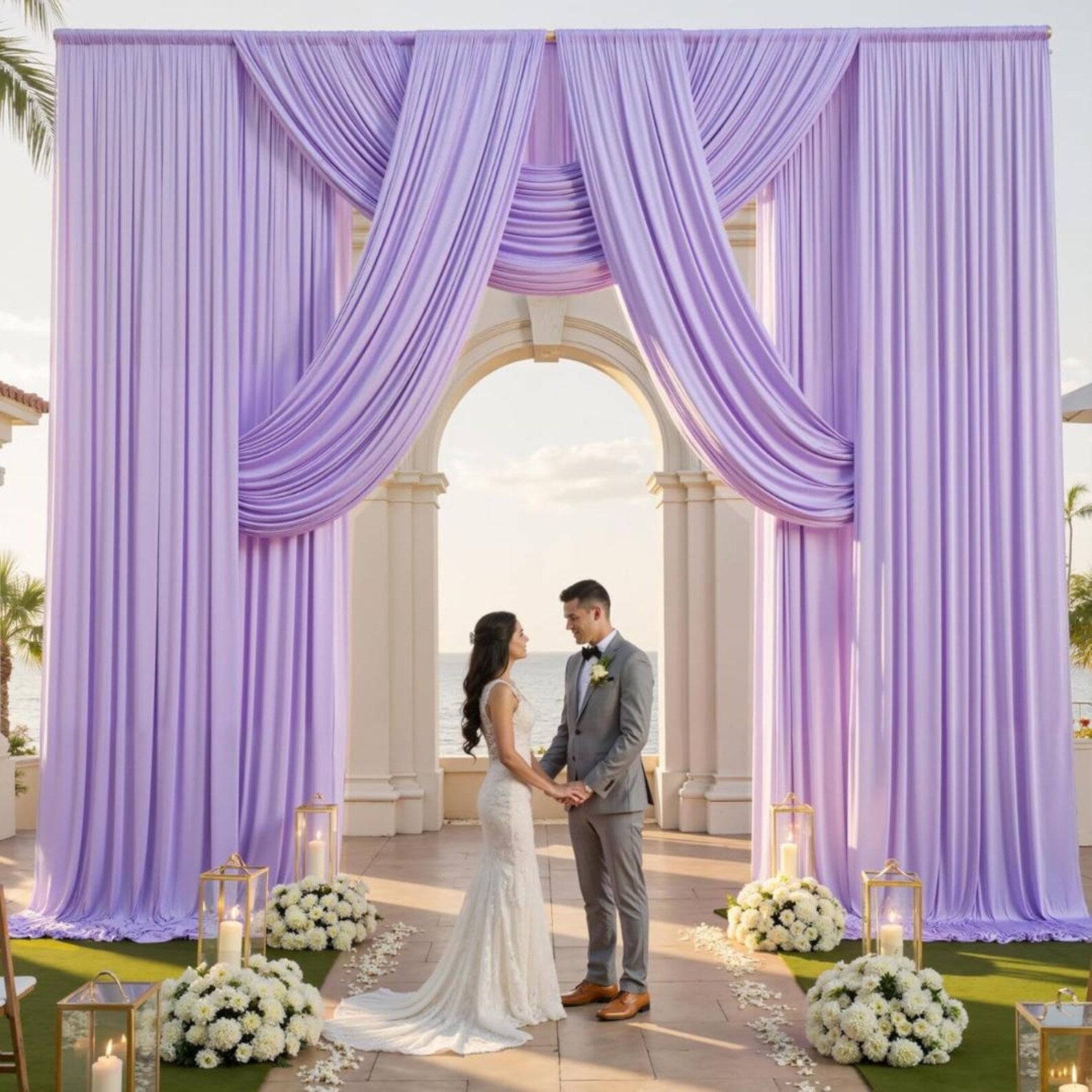 2 Panels - LILAC - 5Ft x 16Ft Wrinkle Free Backdrop Curtains for Parties - Silky Interlock Backdrop for Weddings Birthday Party Curtains