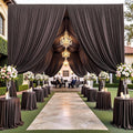 2 Panels - BROWN - 5Ft x 16Ft Wrinkle Free Backdrop Curtains for Parties - Silky Interlock Backdrop for Weddings Birthday Party Curtains
