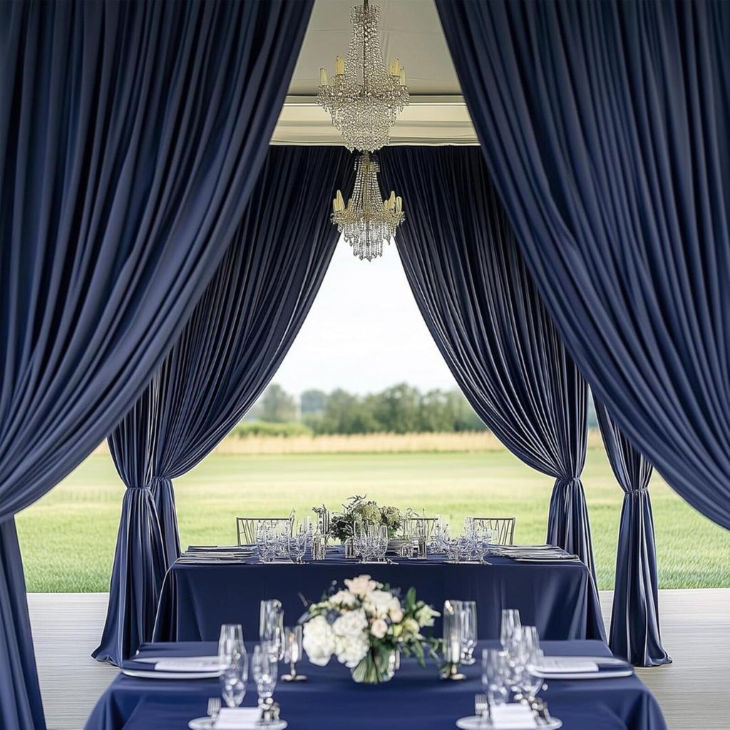 2 Panels - NAVY - 5Ft x 16Ft Wrinkle Free Backdrop Curtains for Parties - Silky Interlock Backdrop for Weddings Birthday Party Curtains