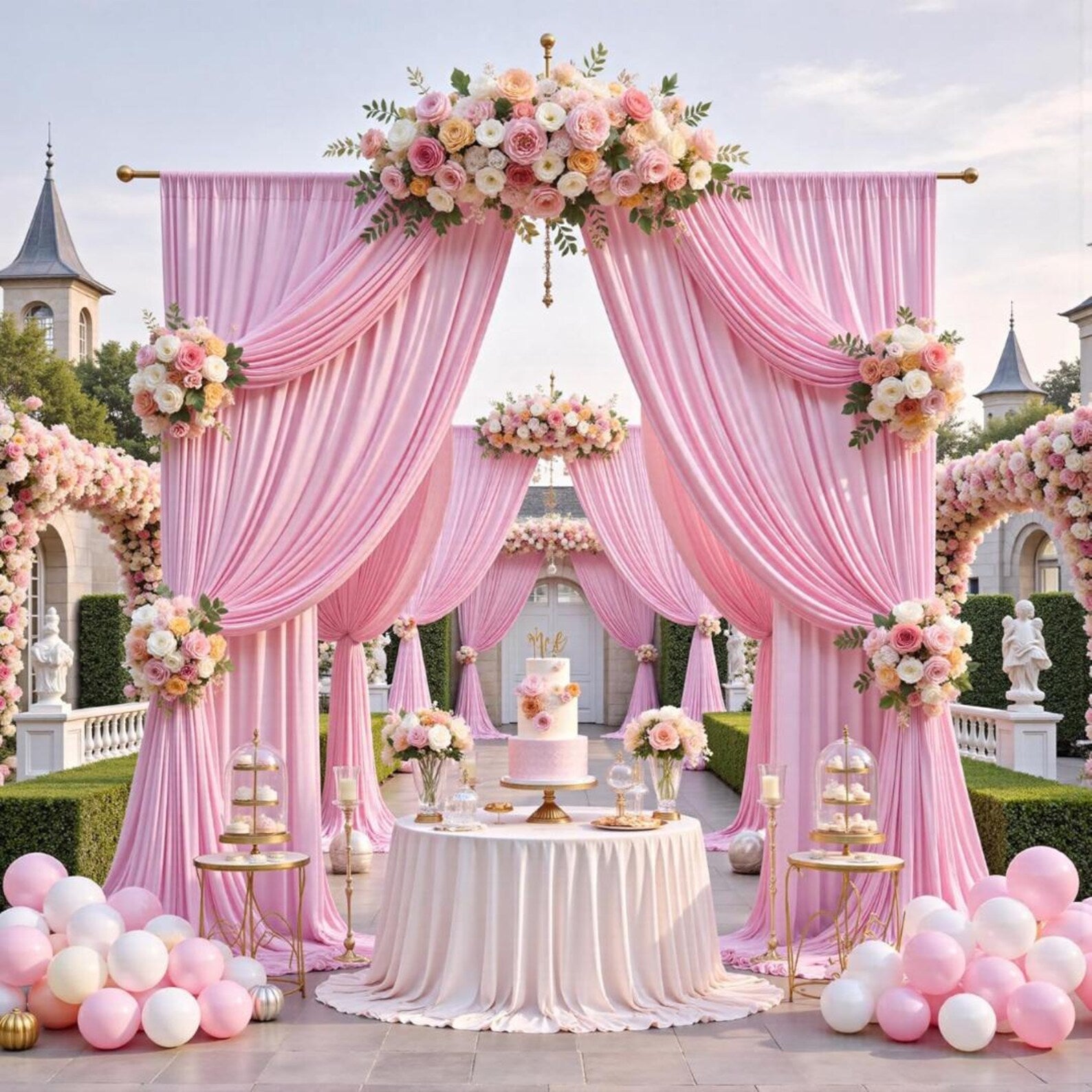 2 Panels - PINK - 5Ft x 16Ft Wrinkle Free Backdrop Curtains for Parties - Silky Interlock Backdrop for Weddings Birthday Party Curtains