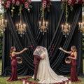 2 Panels - BLACK - 5Ft x 16Ft Wrinkle Free Backdrop Curtains for Parties - Silky Interlock Backdrop for Weddings Birthday Party Curtains