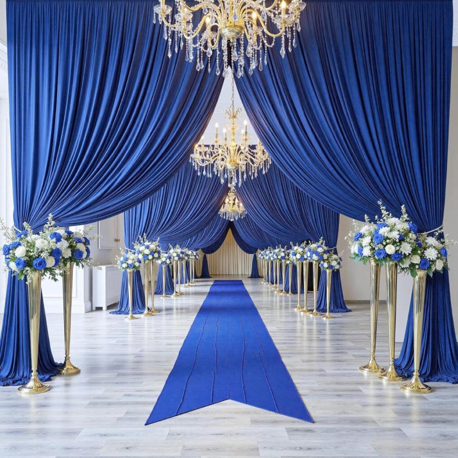 2 Panels - ROYAL - 5Ft x 16Ft Wrinkle Free Backdrop Curtains for Parties - Silky Interlock Backdrop for Weddings Birthday Party Curtains