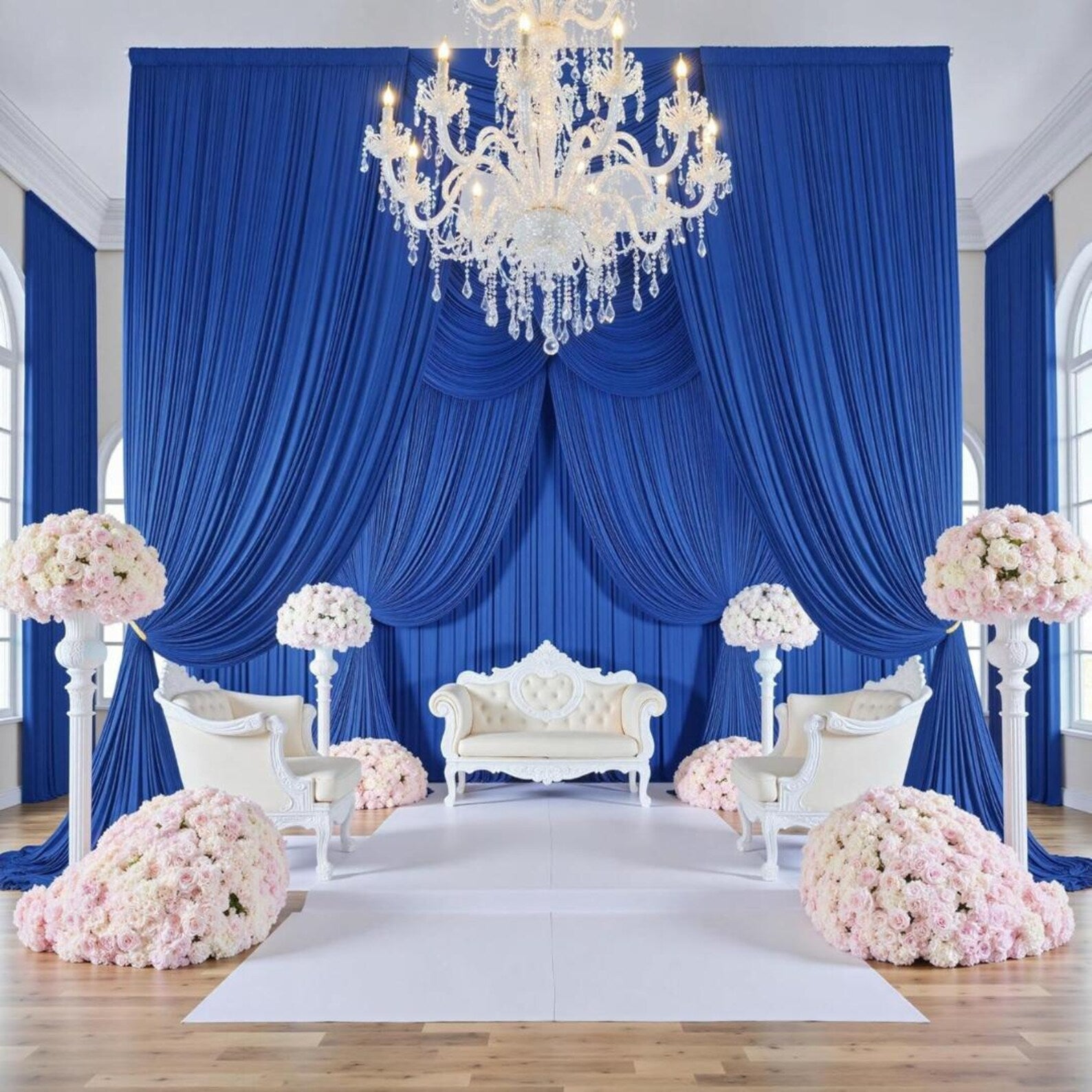 2 Panels - ROYAL - 5Ft x 16Ft Wrinkle Free Backdrop Curtains for Parties - Silky Interlock Backdrop for Weddings Birthday Party Curtains