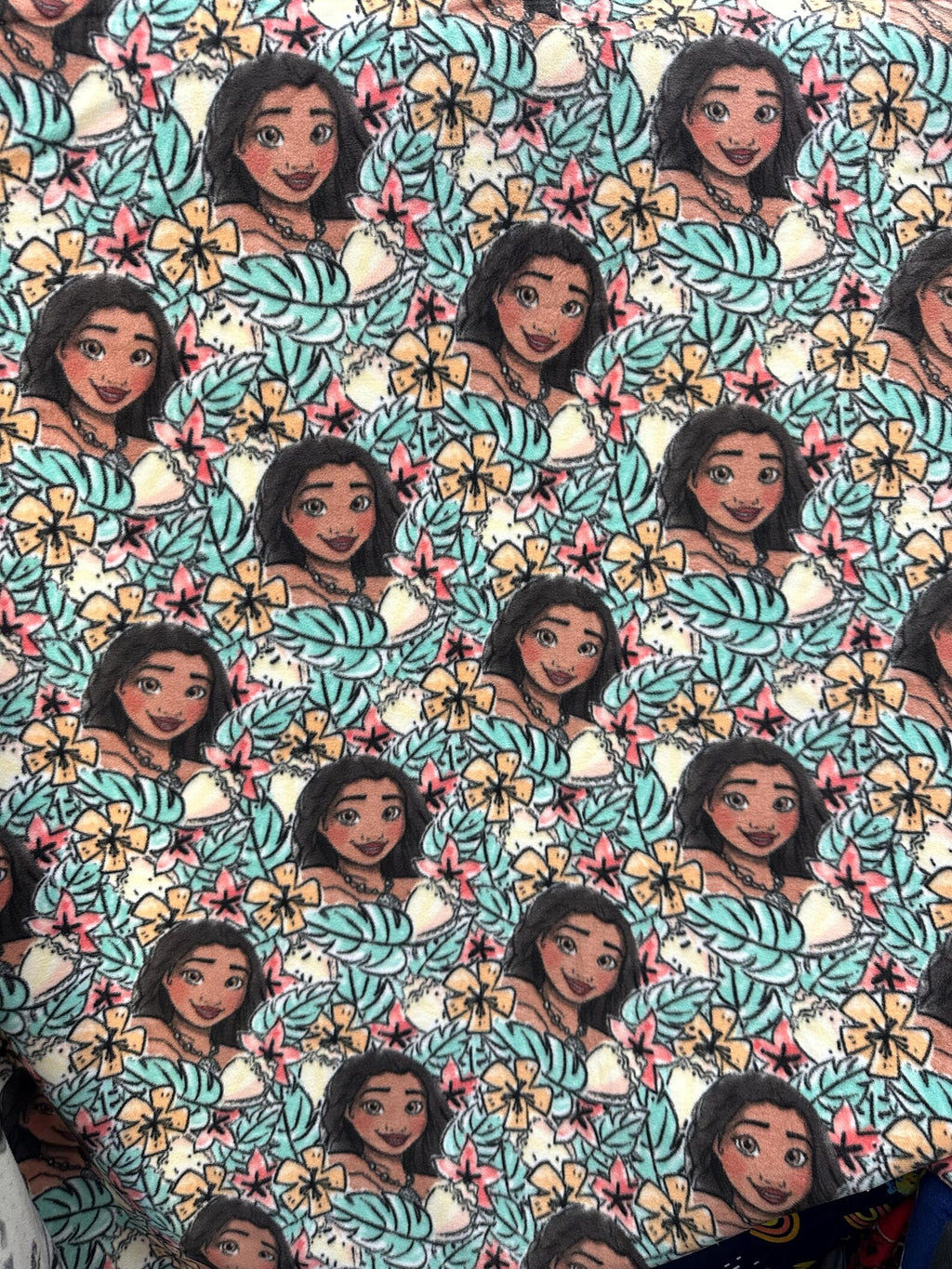 Moana Fleece Fabric by the Yard, 58” Wide, 100% Polyester, Tropical Floral Character Fleece for Blankets, Sewing & Kids Crafts