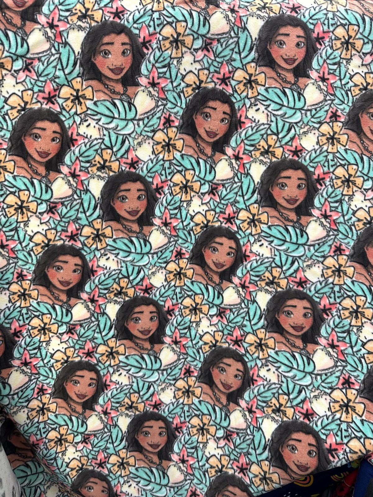 Moana Fleece Fabric by the Yard, 58” Wide, 100% Polyester, Tropical Floral Character Fleece for Blankets, Sewing & Kids Crafts