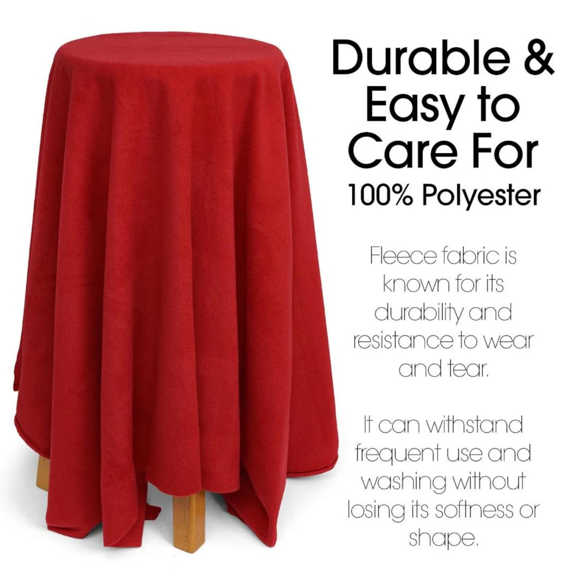 RED - Soft Anti-Pill Polar Fleece Fabric by the Yard – 60” Wide Cozy Plush Fleece for Blankets, Sleepwear, DIY Sewing & Home Accessories