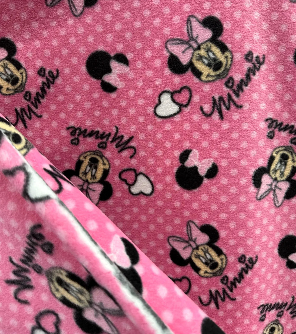 Pink Minnie Disney Fleece Fabric/ Minnie Mouse /Disney Character/Anti Pill Fleece/Sold by Yard / Kids Perfect for sewing blankets, jackets