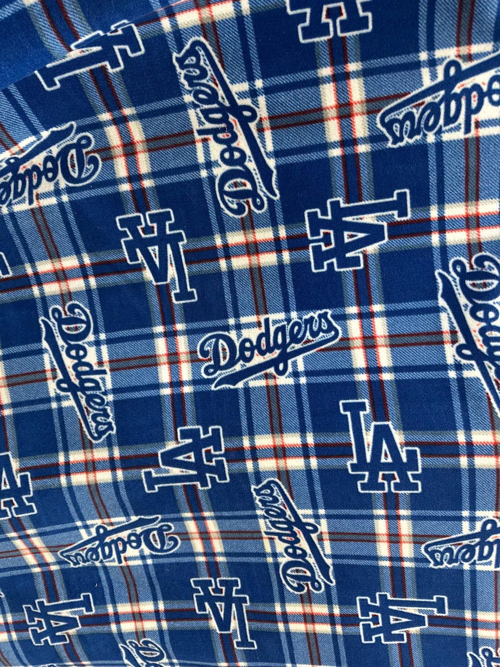 Dodgers Fleece Fabric Sold By Yard, LA Baseball Blanket Fabric, Plaid & Checker Dodgers Fabric, MLB Fleece Material for Blankets, Crafts