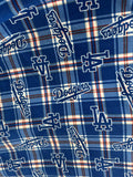 Dodgers Fleece Fabric Sold By Yard, LA Baseball Blanket Fabric, Plaid & Checker Dodgers Fabric, MLB Fleece Material for Blankets, Crafts