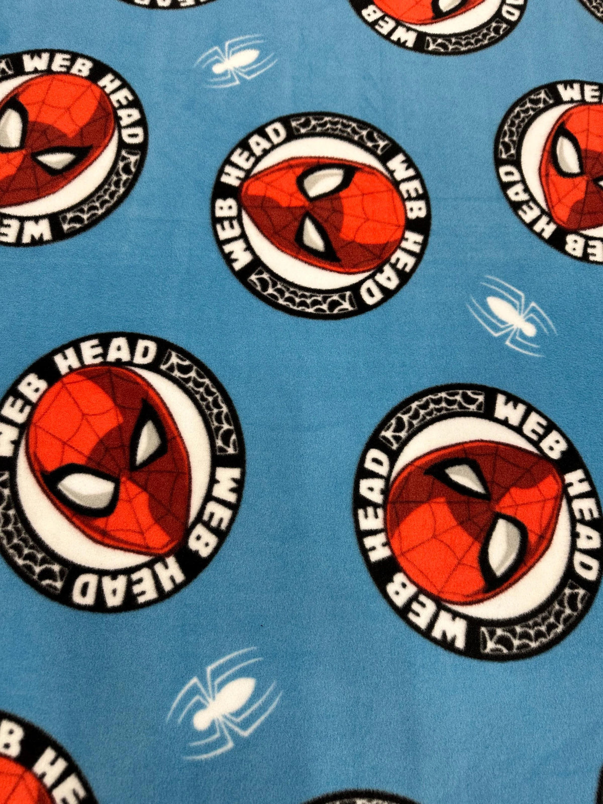 Spider-Man Web Head Fleece Fabric, Anti-Pill Fleece 58” Wide, Superhero Character Fabric, sold by the Yard, Blanket & Sewing Fabric