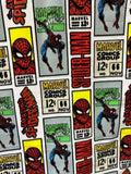 Spider Superhero Comic Fleece Fabric by the Yard – Retro Marvel Style Comic Book Print, Perfect for sewing blankets, jackets