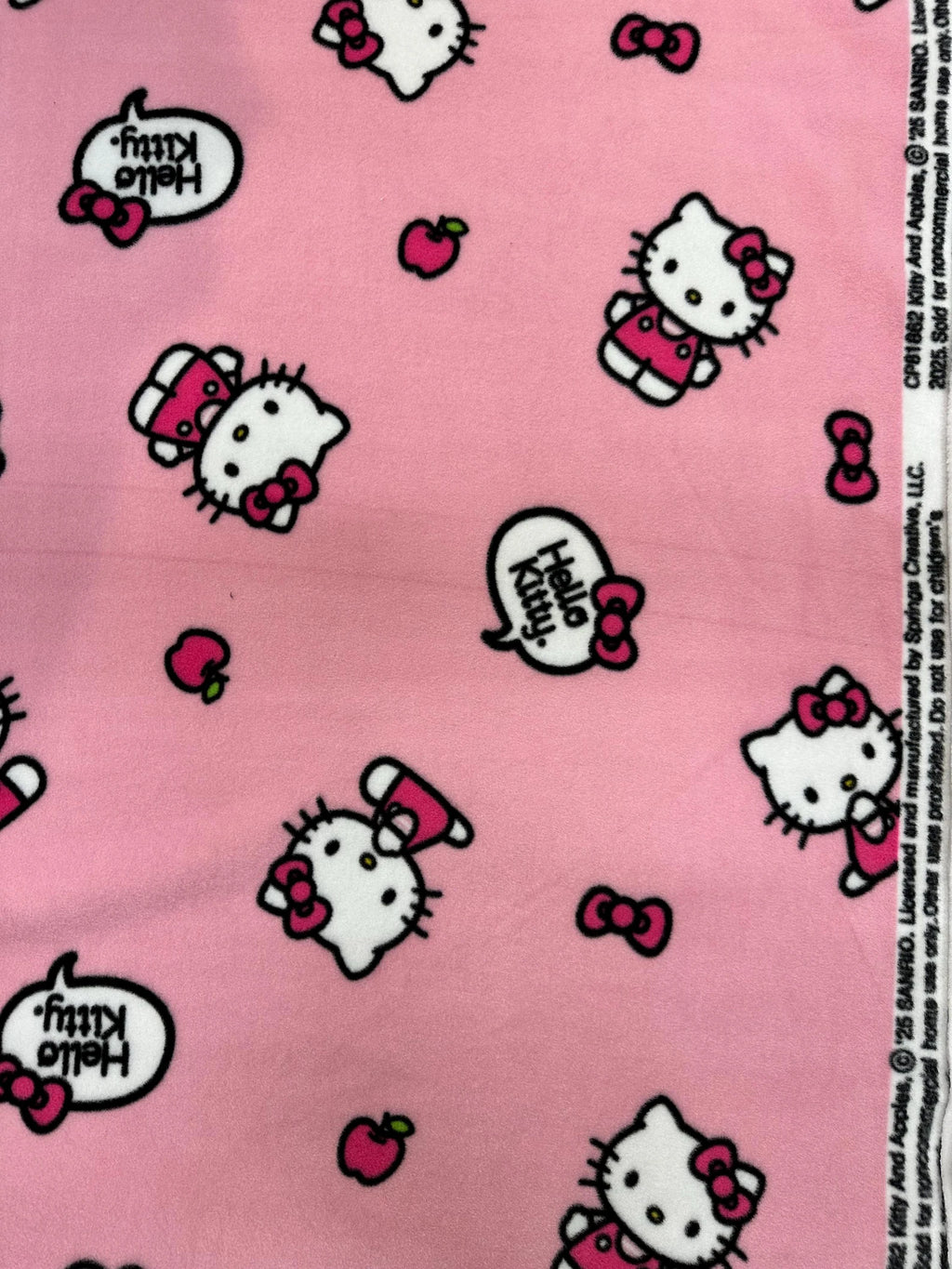 Hello Kitty Apples and Bows-Fleece Fabric/Sold by The Yard / 58" Wide/Anti Pill Fleece  Perfect for sewing blankets, jackets