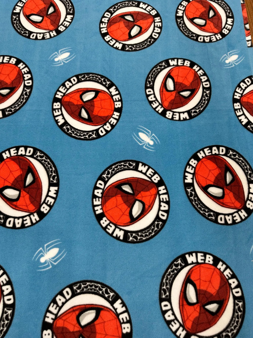 Spider-Man Web Head Fleece Fabric, Anti-Pill Fleece 58” Wide, Superhero Character Fabric, sold by the Yard, Blanket & Sewing Fabric