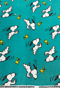 Snoopy and Woodstock Fleece Fabric – Teal Blue Peanuts Cartoon Print – Soft Anti-Pill Fleece Perfect for sewing blankets, jackets