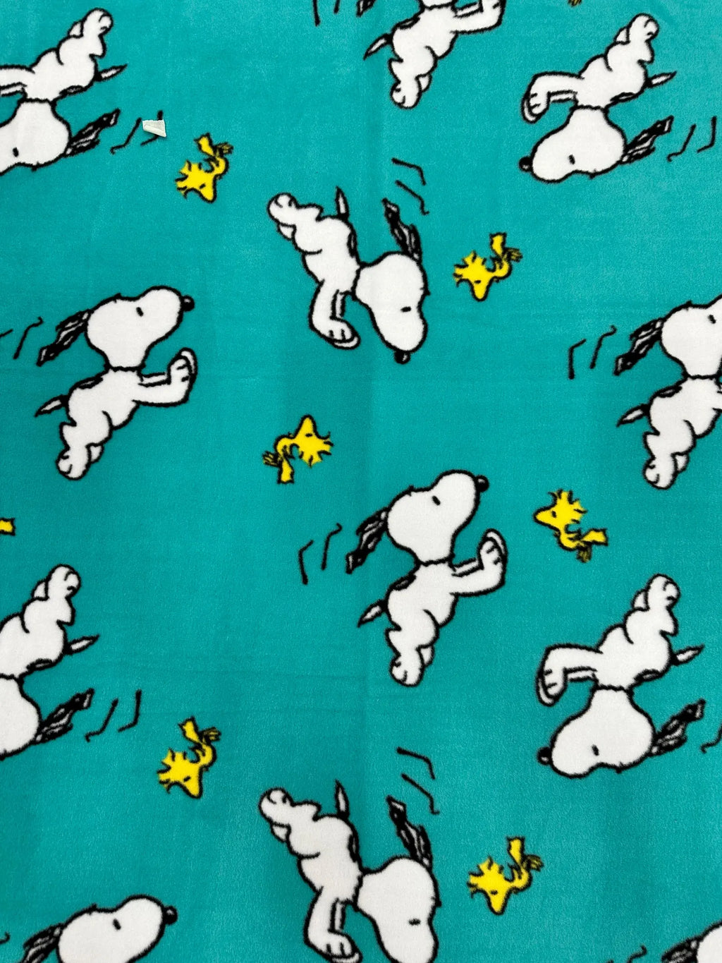 Snoopy and Woodstock Fleece Fabric – Teal Blue Peanuts Cartoon Print – Soft Anti-Pill Fleece Perfect for sewing blankets, jackets