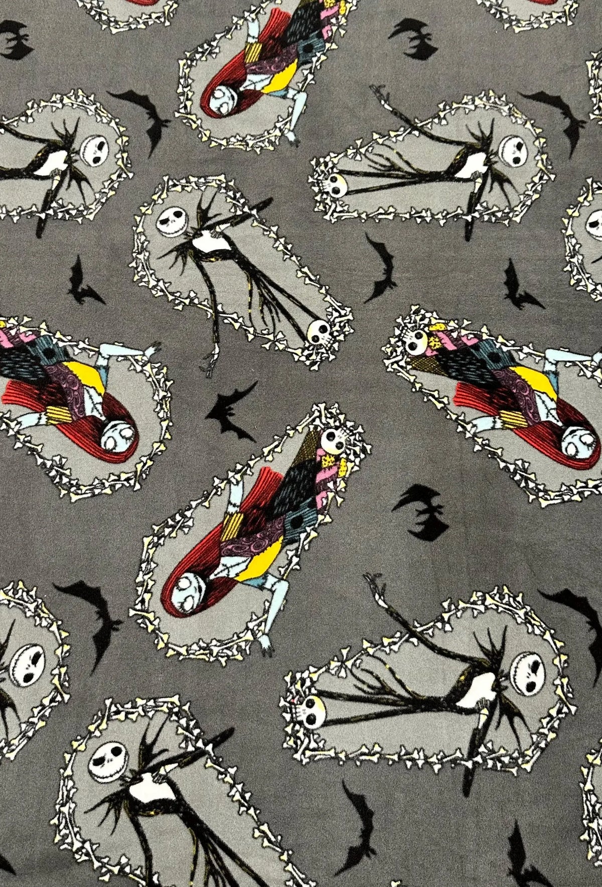 Nightmare Before Christmas Fleece Fabric by the Yard, Jack Skellington Sally Print, Halloween Fleece Blanket Fabric, Anti Pill Polar Fleece