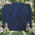 10Ft x 12Ft - NAVY - Wrinkle Free Backdrop Curtains for Parties 2 Panels 5x12ft Interlock Backdrop for Weddings Birthday Party Curtains