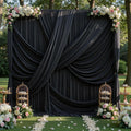 10Ft x 12Ft - BLACK - Wrinkle Free Backdrop Curtains for Parties 2 Panels 5x12ft Interlock Backdrop for Weddings Birthday Party Curtains