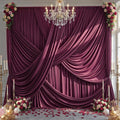 10Ft x 12Ft - BURGUNDY - Wrinkle Free Backdrop Curtains for Parties 2 Panels 5x12ft Interlock Backdrop for Weddings Birthday Party Curtains