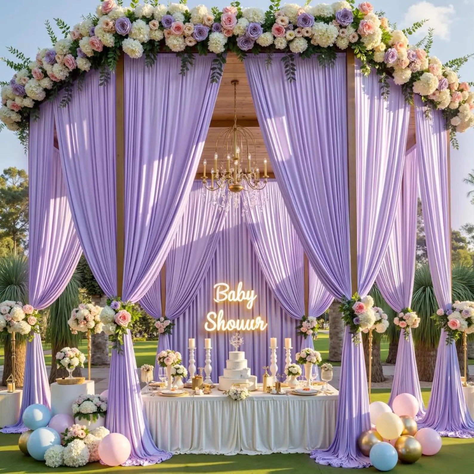 10Ft x 12Ft - LILAC - Wrinkle Free Backdrop Curtains for Parties 2 Panels 5x12ft Interlock Backdrop for Weddings Birthday Party Curtains