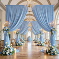 2 Panels - LT BLUE - 5Ft x 16Ft Wrinkle Free Backdrop Curtains for Parties - Silky Interlock Backdrop for Weddings Birthday Party Curtains