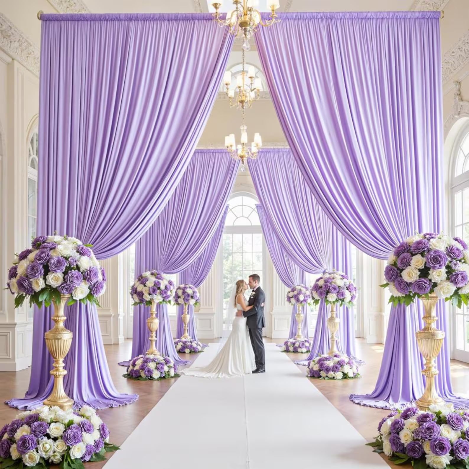 2 Panels - LILAC - 5Ft x 16Ft Wrinkle Free Backdrop Curtains for Parties - Silky Interlock Backdrop for Weddings Birthday Party Curtains