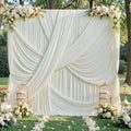 10Ft x 12Ft - IVORY - Wrinkle Free Backdrop Curtains for Parties 2 Panels 5x12ft Interlock Backdrop for Weddings Birthday Party Curtains