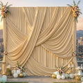 10Ft x 12Ft - CHAMPAGNE - Wrinkle Free Backdrop Curtains for Parties 2 Panels 5x12ft Interlock Backdrop for Weddings Birthday Party Curtains