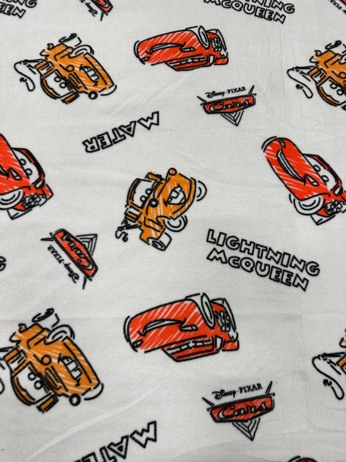Disney Pixar Cars Fleece Fabric by the Yard, Lightning McQueen & Mater, 58” Wide, 100% Polyester, Kids Blanket and Sewing Fabric