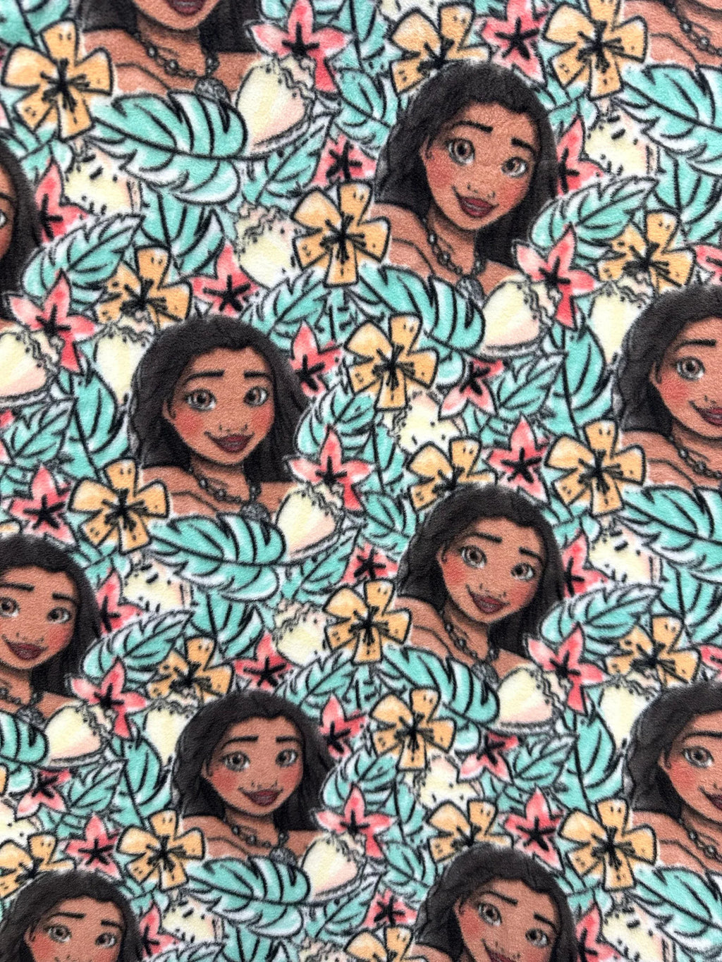Moana Fleece Fabric by the Yard, 58” Wide, 100% Polyester, Tropical Floral Character Fleece for Blankets, Sewing & Kids Crafts