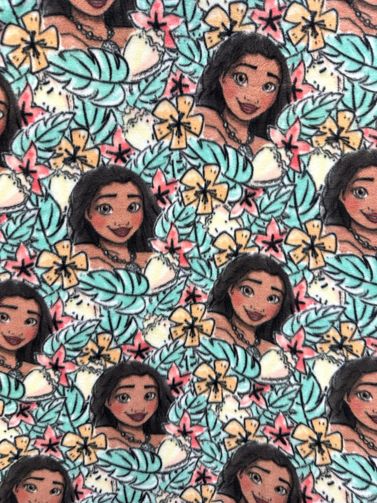 Moana Fleece Fabric by the Yard, 58” Wide, 100% Polyester, Tropical Floral Character Fleece for Blankets, Sewing & Kids Crafts