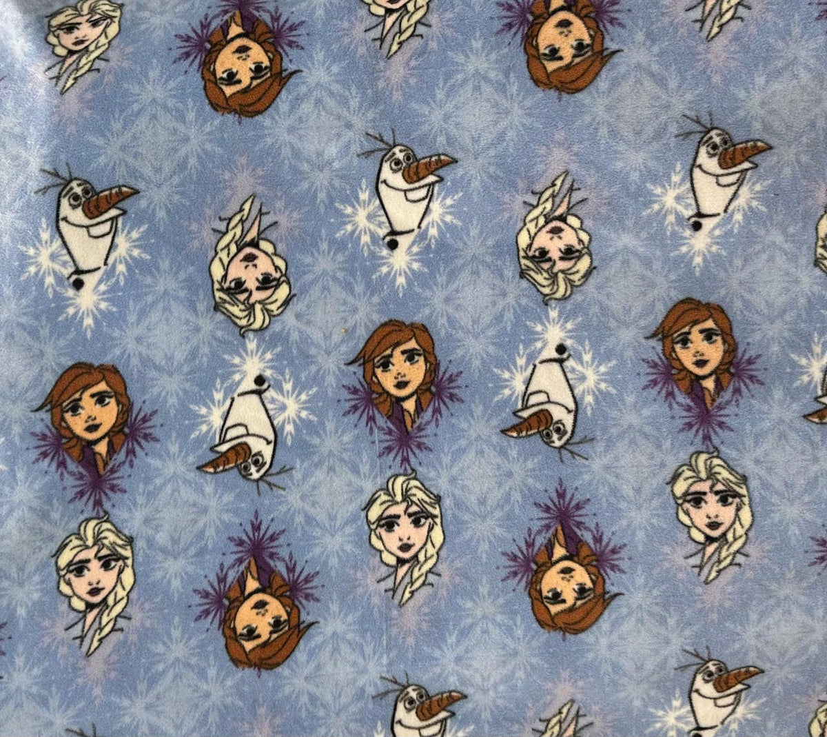 Disney Frozen Fleece Fabric by the Yard, Elsa Anna Olaf Snowflake Print, Blue, 58 Inch Wide